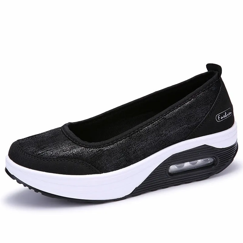 Women's Autumn Flat Platform Round Toe Slip-on Ballet Casual Shoes