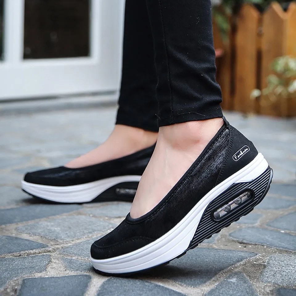 Women's Autumn Flat Platform Round Toe Slip-on Ballet Casual Shoes