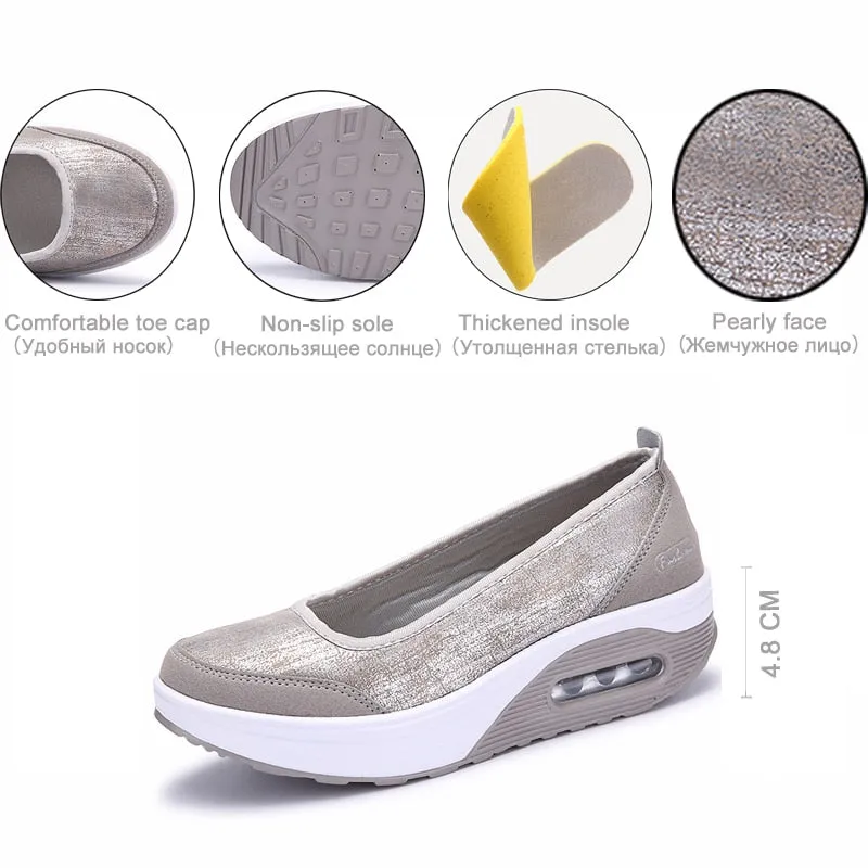 Women's Autumn Flat Platform Round Toe Slip-on Ballet Casual Shoes