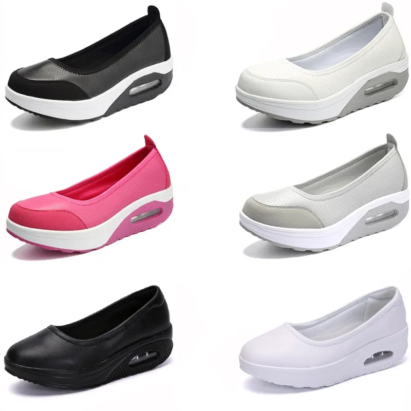 Women's Autumn Flat Platform Round Toe Slip-on Ballet Casual Shoes