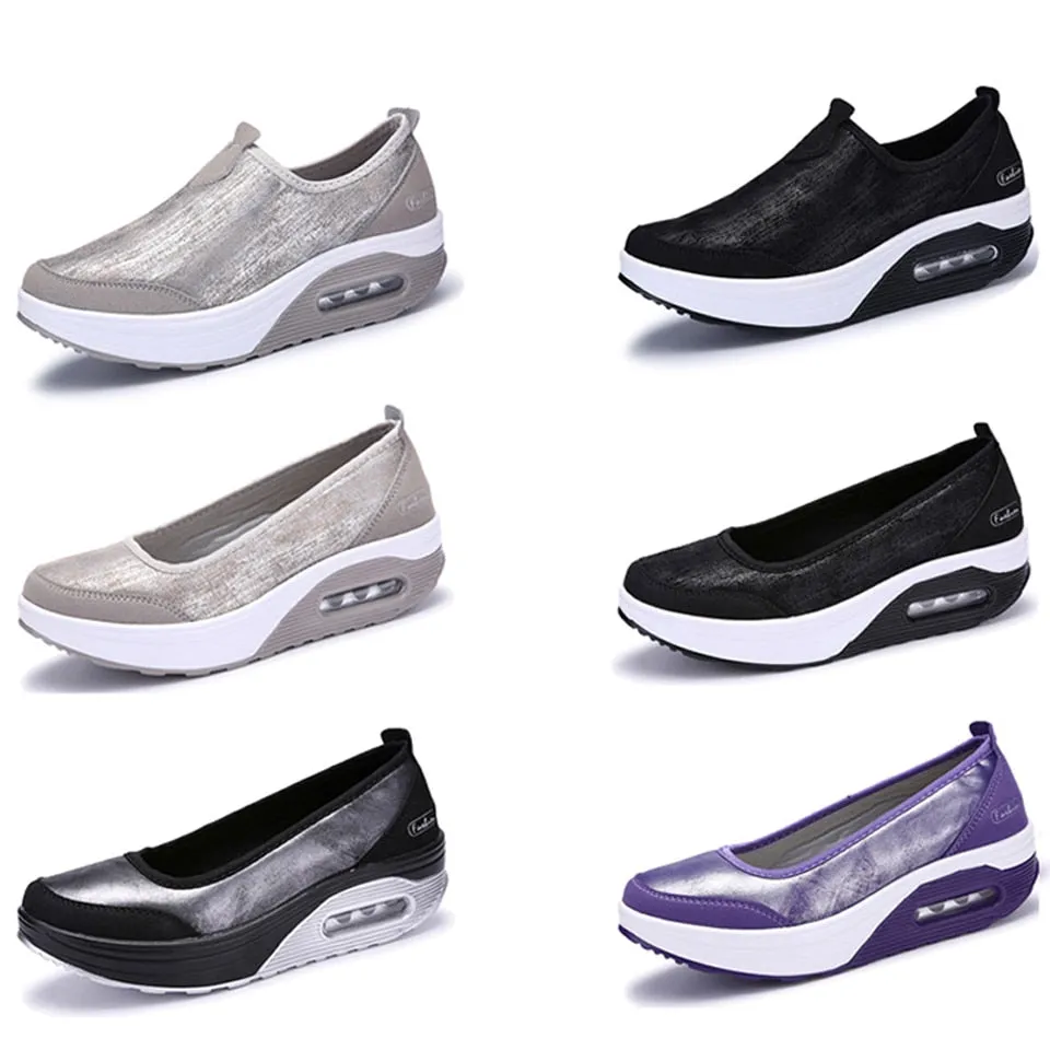 Women's Autumn Flat Platform Round Toe Slip-on Ballet Casual Shoes