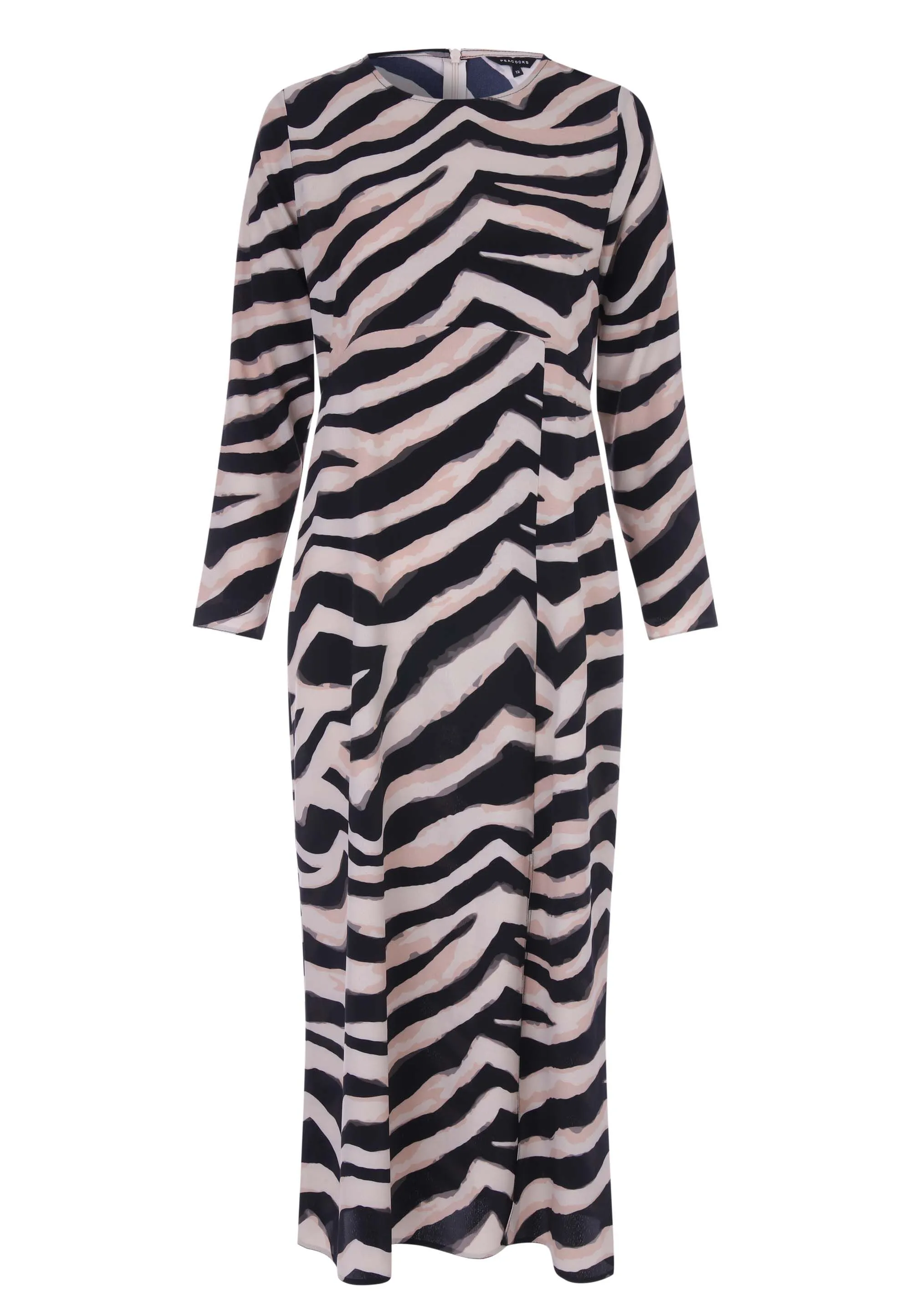 Womens Black & Cream Zebra Midi Dress