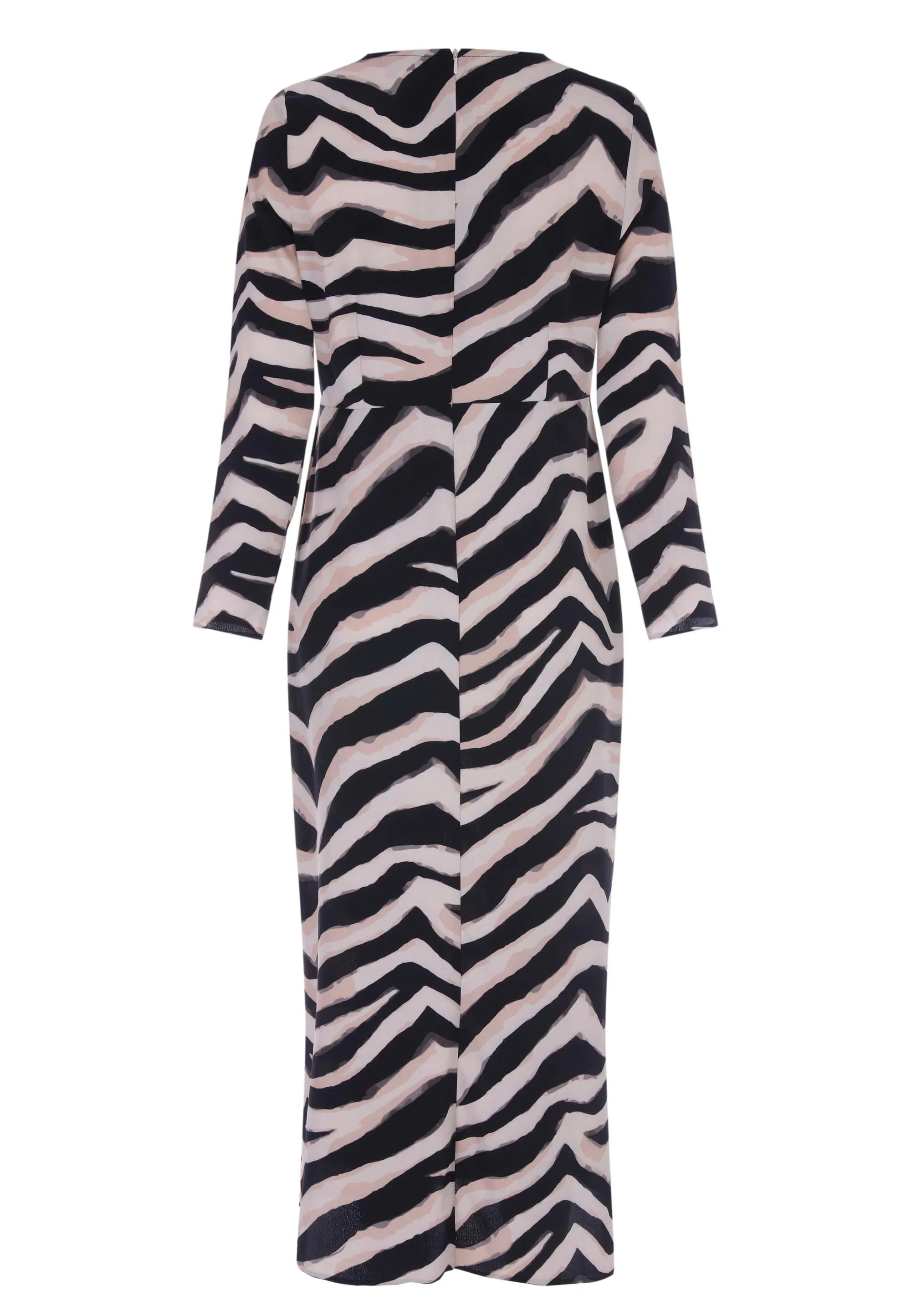 Womens Black & Cream Zebra Midi Dress