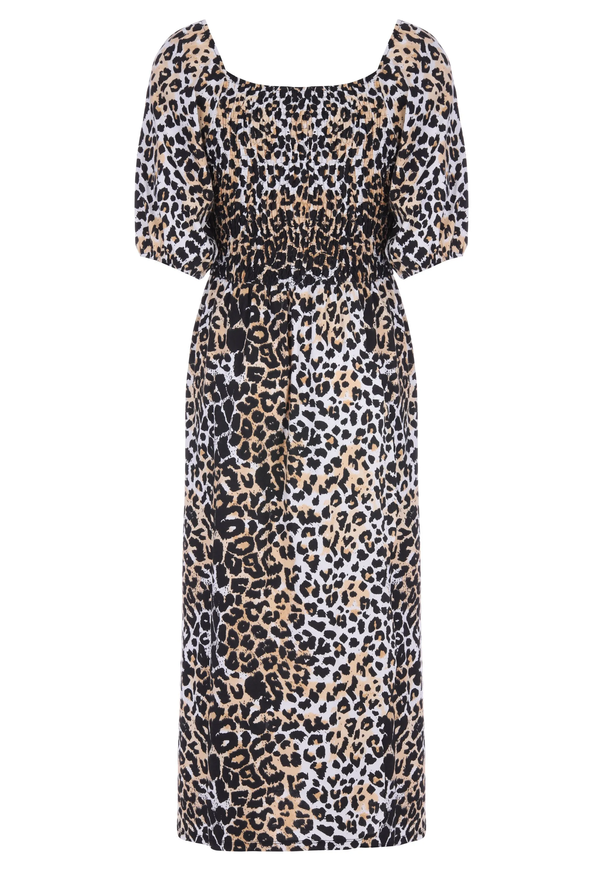 Womens Black & Tan Animal Print Dress