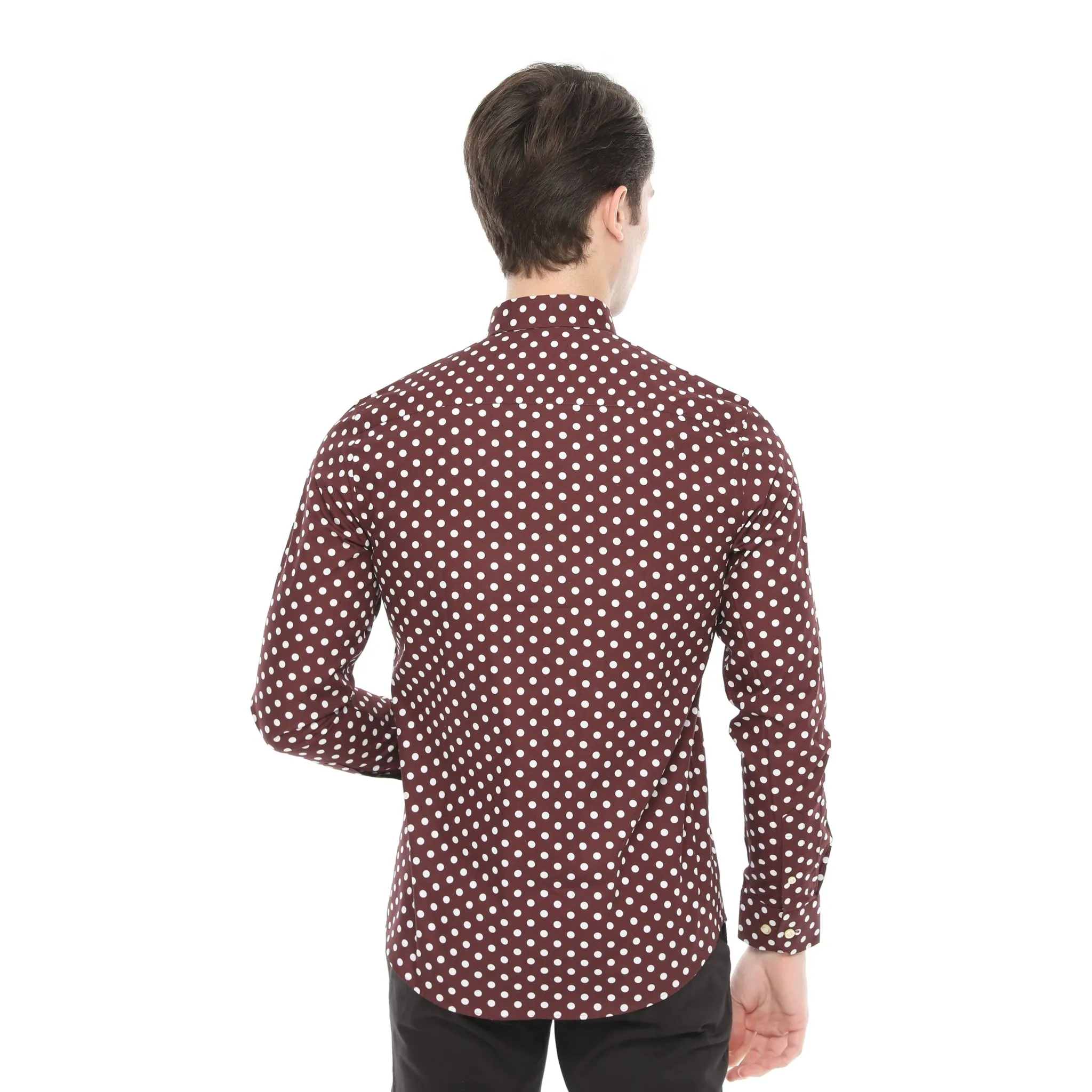 Xact Mens Polka Dot Shirt - Long Sleeved Mod Vintage