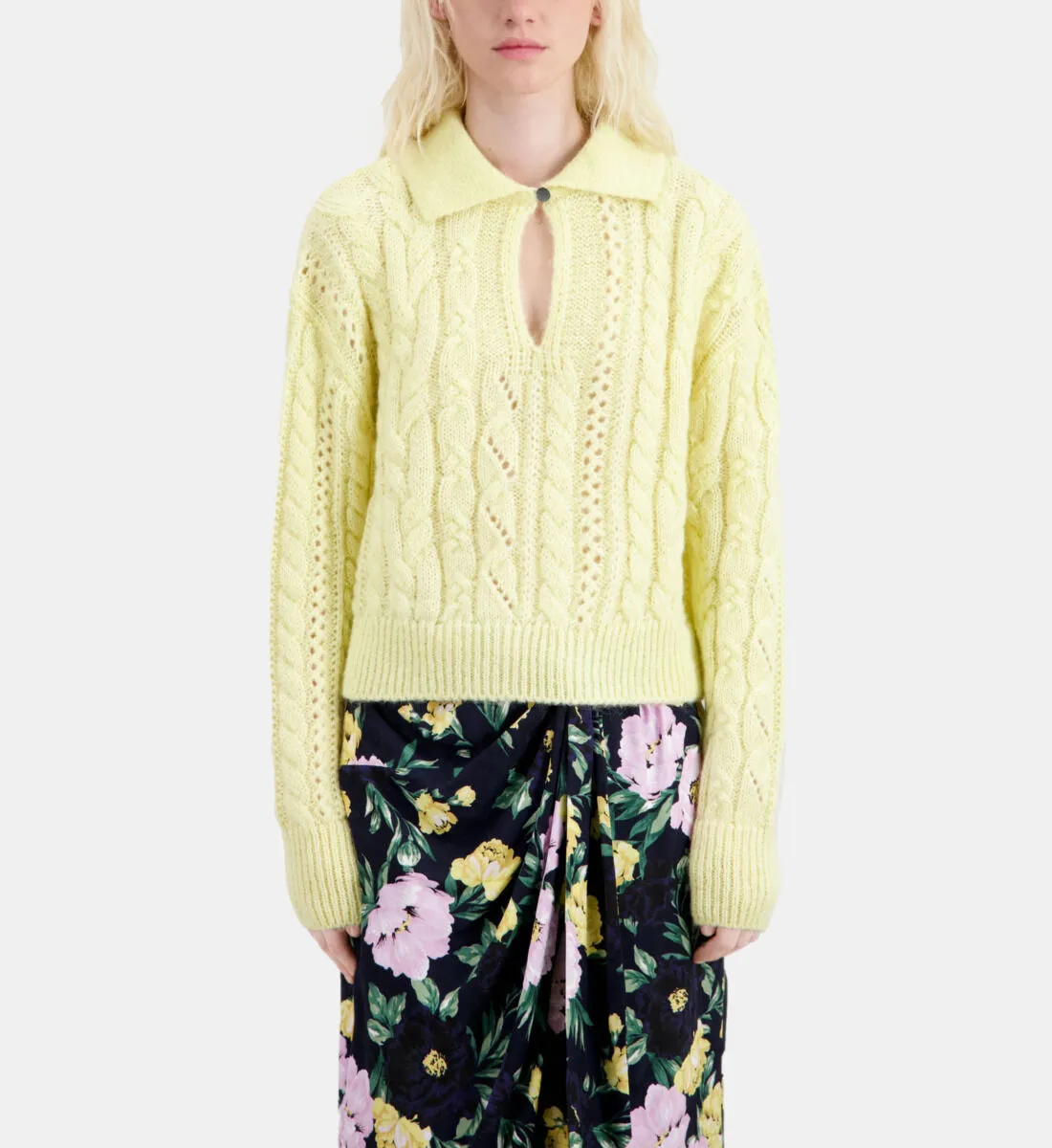 Yellow wool-blend sweater