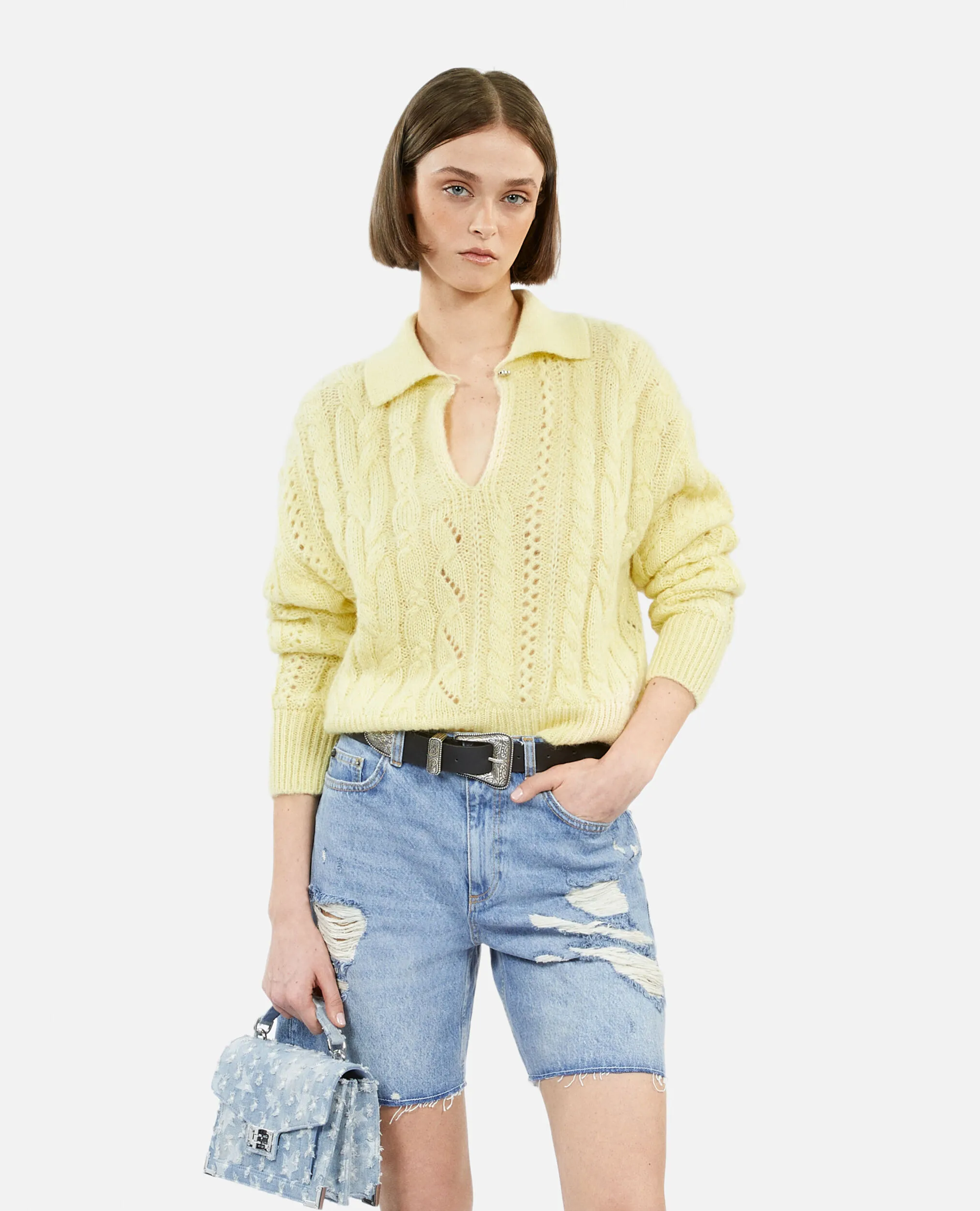 Yellow wool-blend sweater