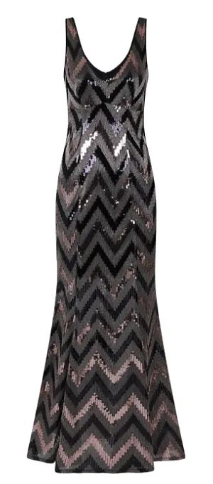 Zig Zag Sequin Gown